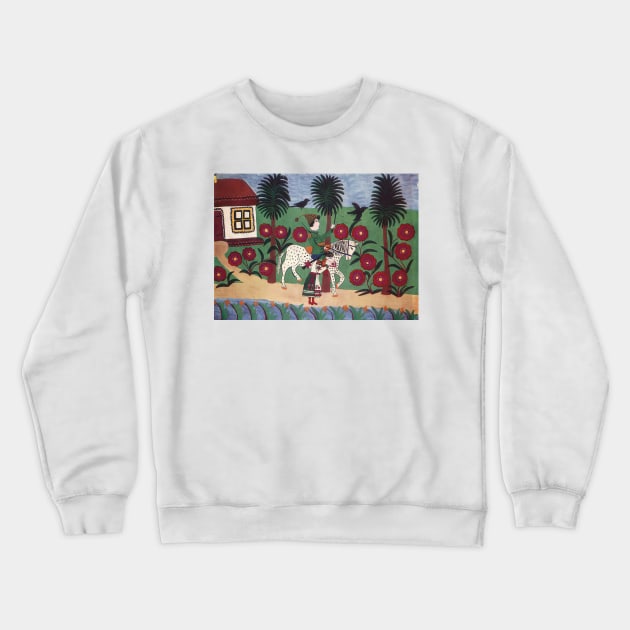 Maria Primachenko - halia and cossack 1947 Crewneck Sweatshirt by Kollagio